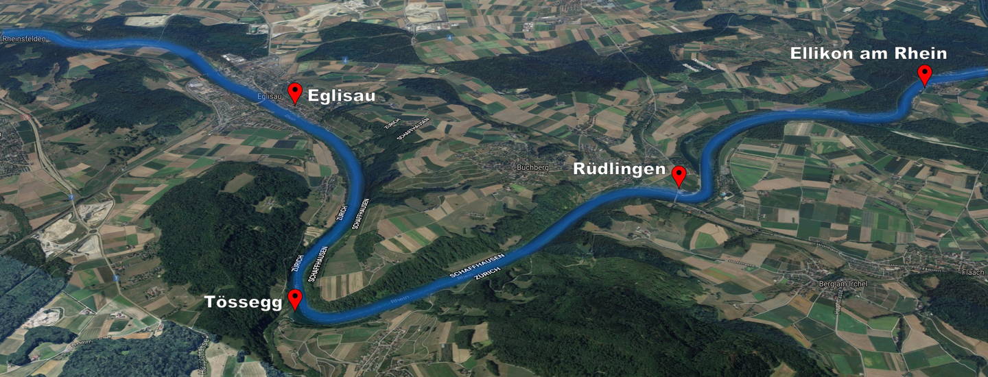 Google Map Eglisau bis Ellikon am Rhein